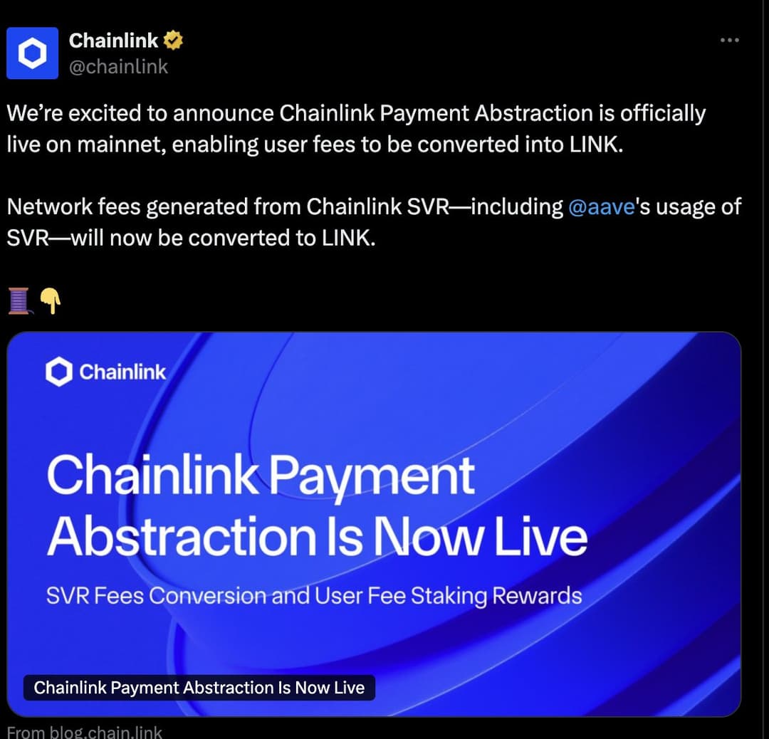Chainlink Launches Payment Abstraction on Ethereum Mainnet, Converts SVR Fees to LINK via Uniswap