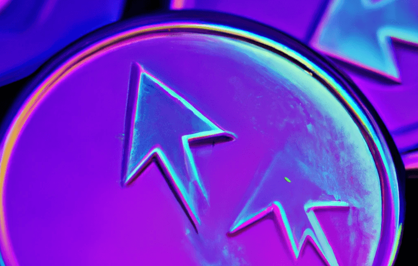 purple coins with arrows pointing up
