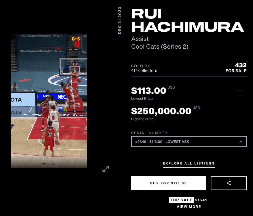 NBA Top Shot's $50M in Sales Beats CryptoKitties and Decentraland