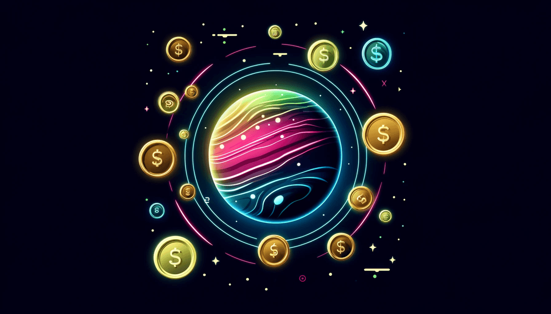 image of Jupiter surrounded by floating coins