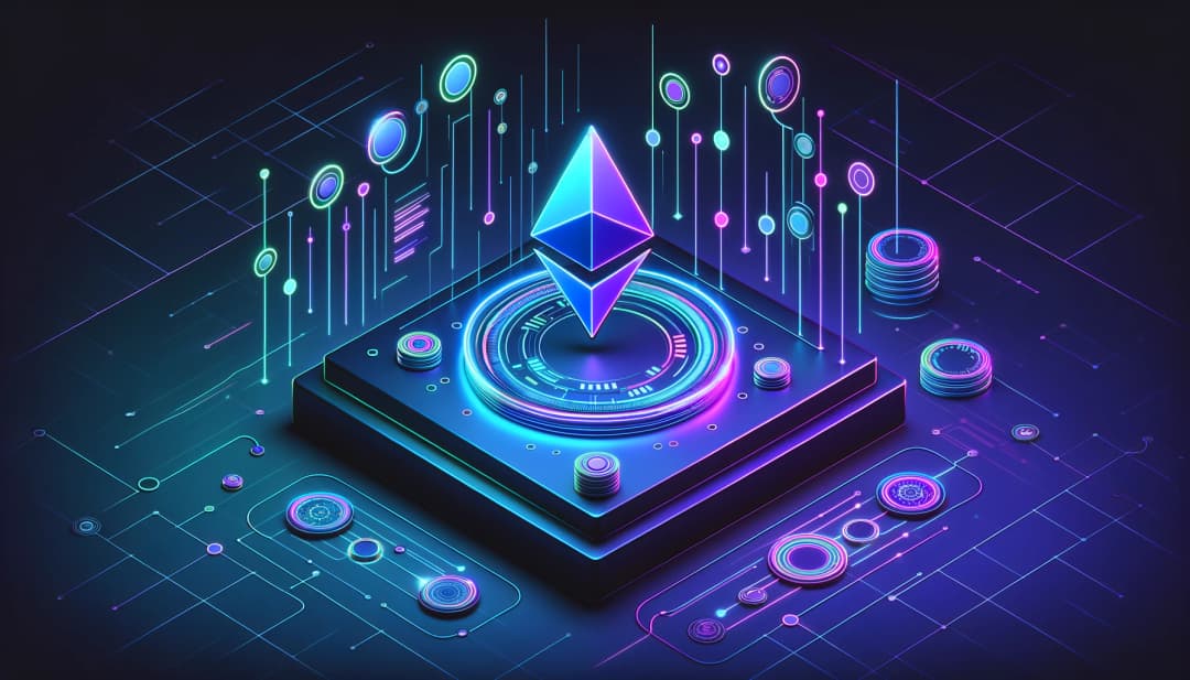image of ethereum logo on a platform