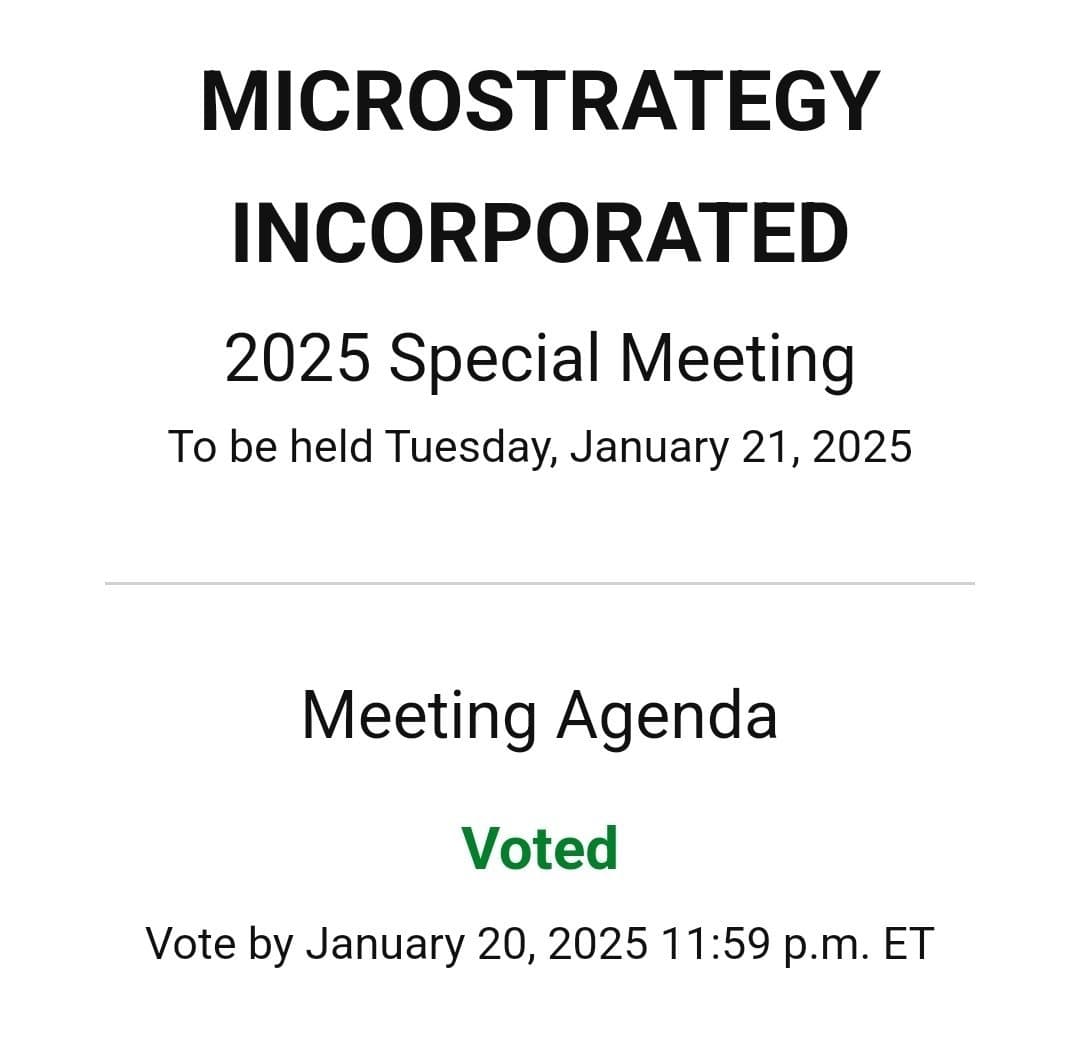 MicroStrategy ($MSTR) Shareholders Vote on Increasing Shares for Additional Bitcoin Purchases ($BTC)