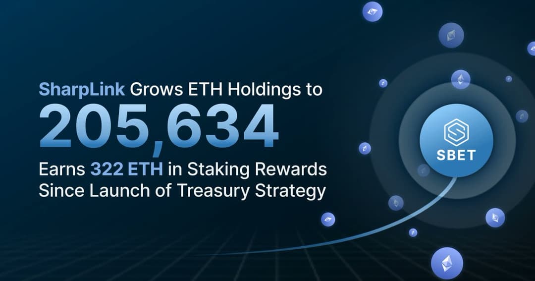SharpLink Stock Jumps as Ether Holdings Climb Above $500 Million