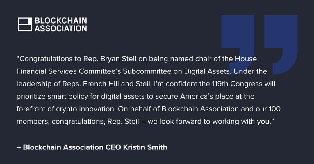 Rep. Bryan Steil Appointed Chairman of Digital Assets Subcommittee by House Financial Services Committee's French Hill