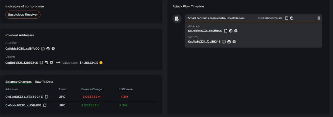 Upcx Suffers Major Security Breach, $70 Million in UPC Tokens Drained; Deposits and Withdrawals Suspended