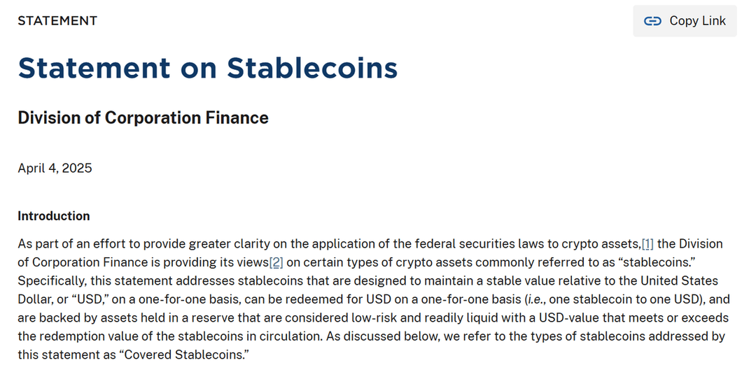 SEC Declares Covered Stablecoins Like USDT and USDC Are Not Securities; Minting and Redeeming Exempt