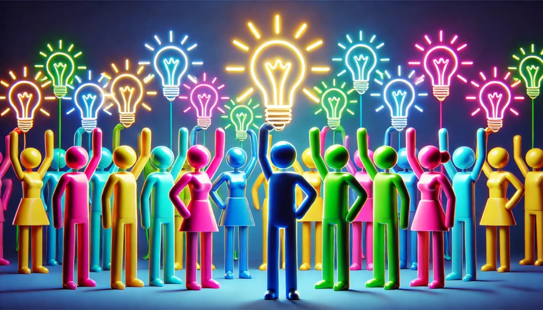 people with lightbulbs above them