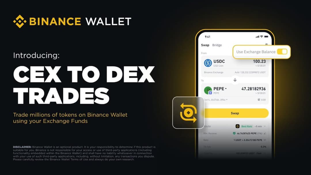 Binance Launches CEX-to-DEX Trading With Binance Wallet and Binance Connect Integration