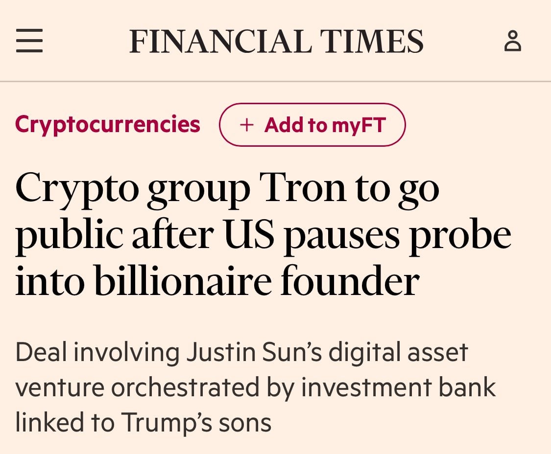 Tron to Go Public via Nasdaq Reverse Merger After U.S. Pauses Probe, FT Says