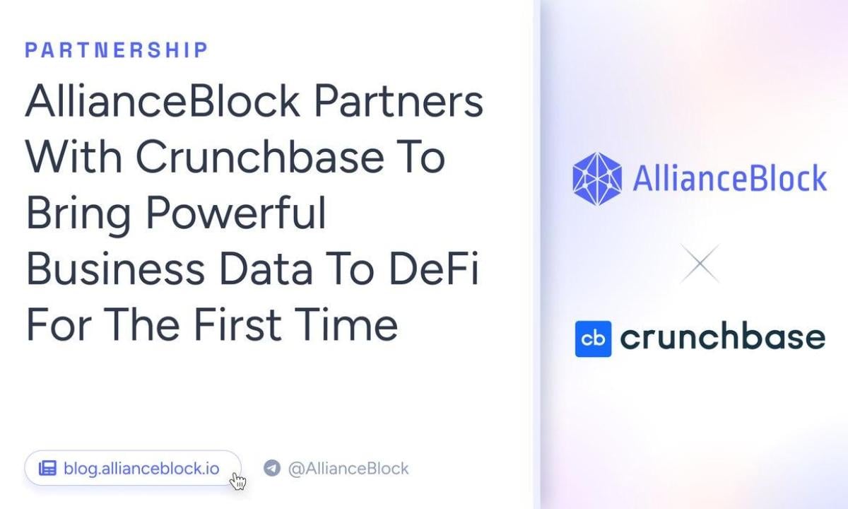 AllianceBlock Partners With Crunchbase To Bring Powerful Business Data To DeFi For The First Time