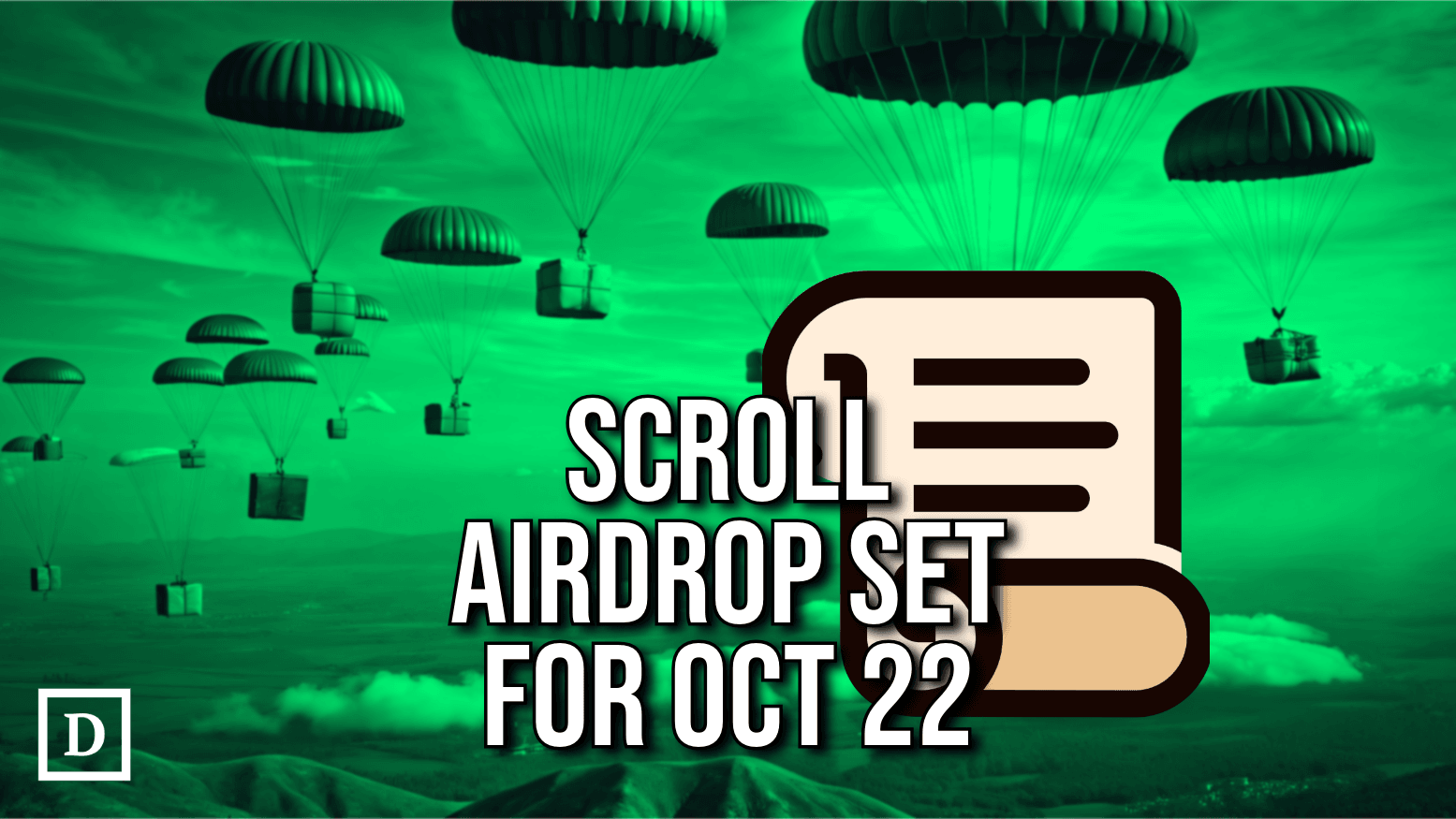 scroll logo with parachutes