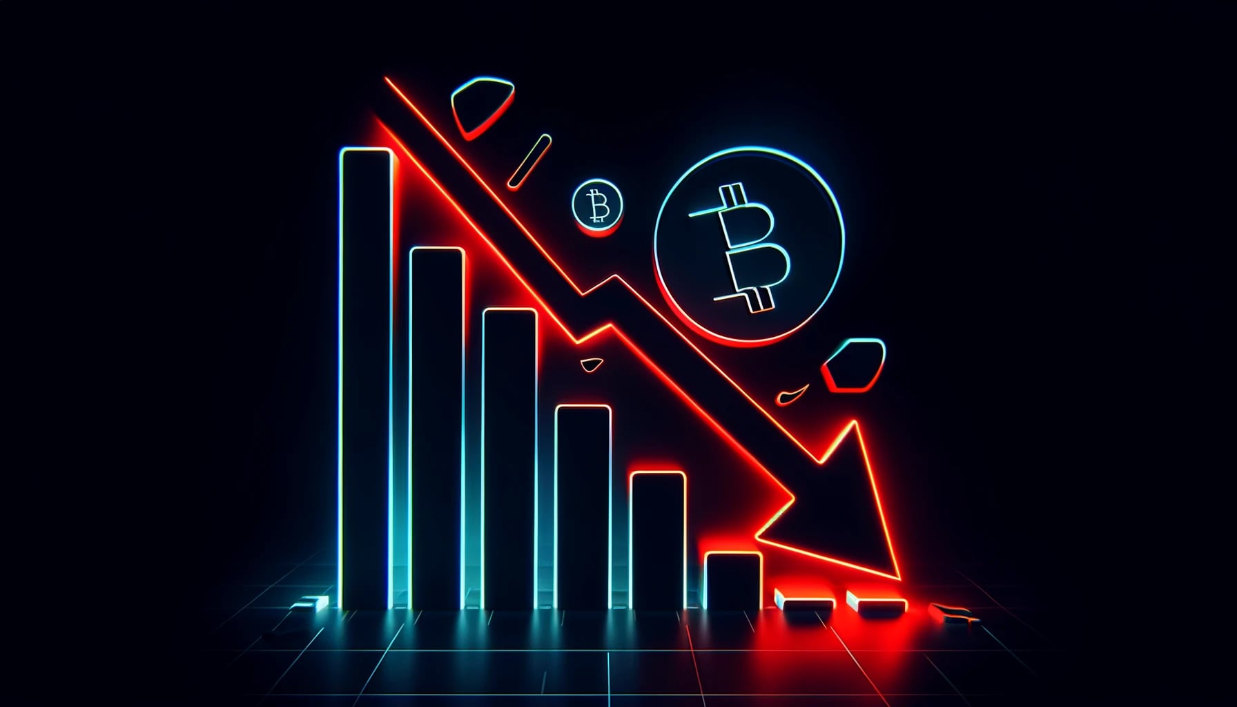 downward arrows and diminishing bar graphs