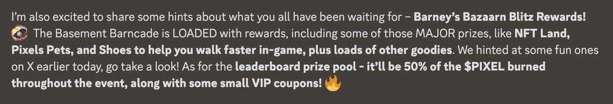 Pixels Online Increases Leaderboard Prize Pool by 50% After Barney's Bazaar Event Success