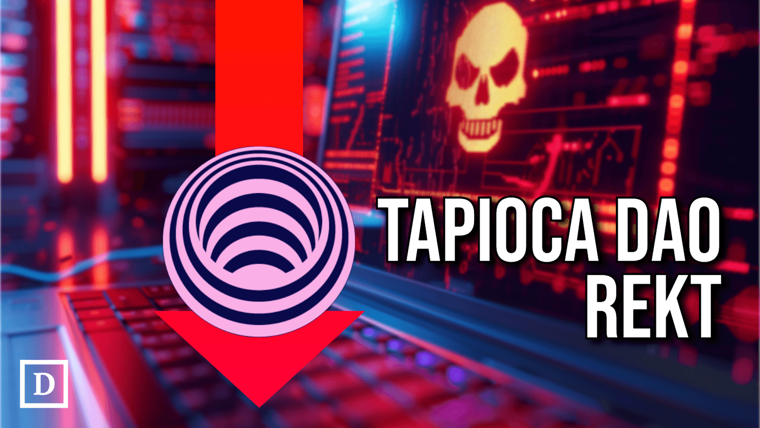 tapioca logo with a skull in the background
