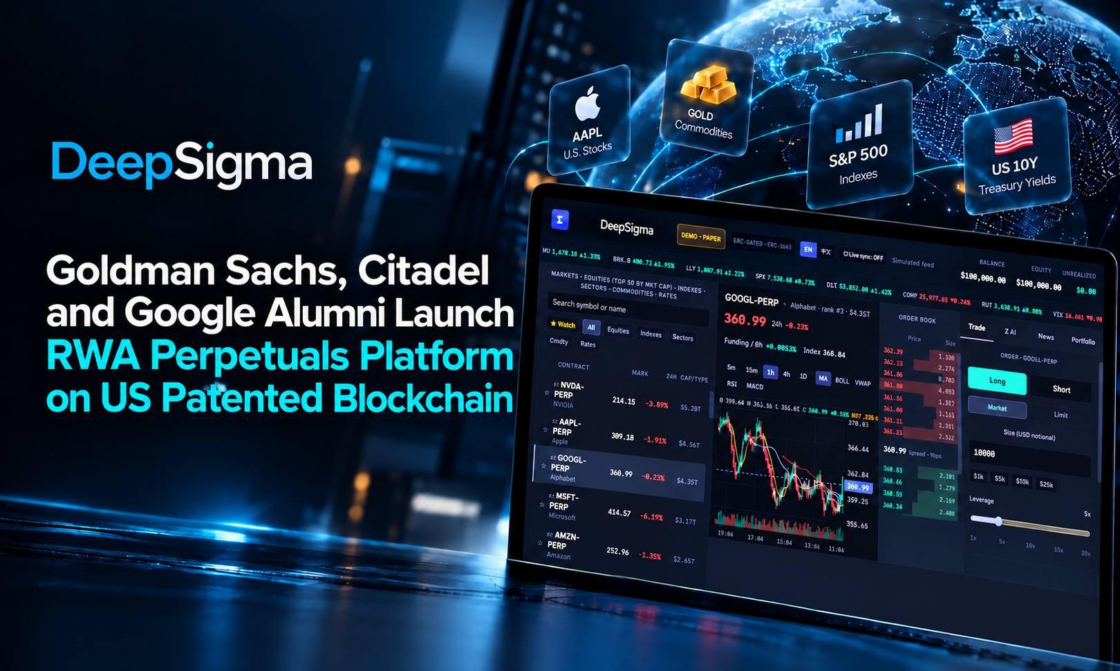 Goldman Sachs, Citadel and Google Alumni Launch RWA Perpetuals Platform on Patented Blockchain