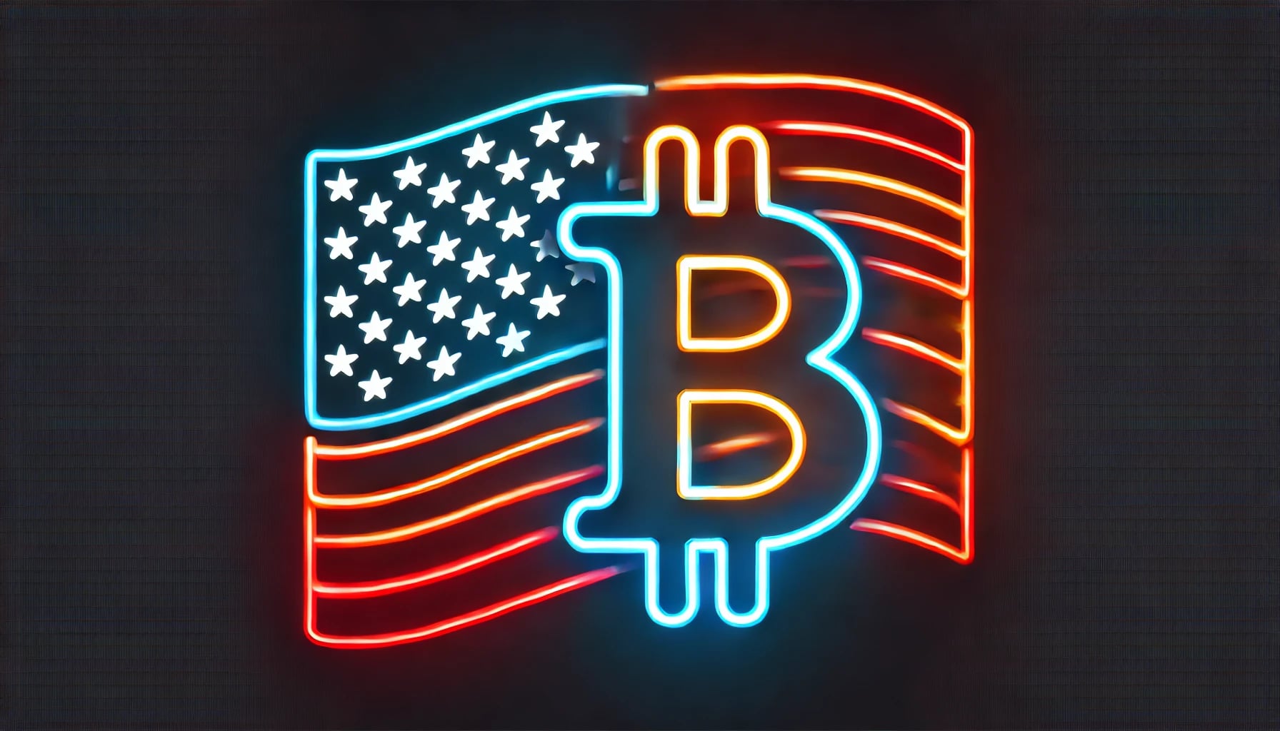 depiction of the US flag and Bitcoin