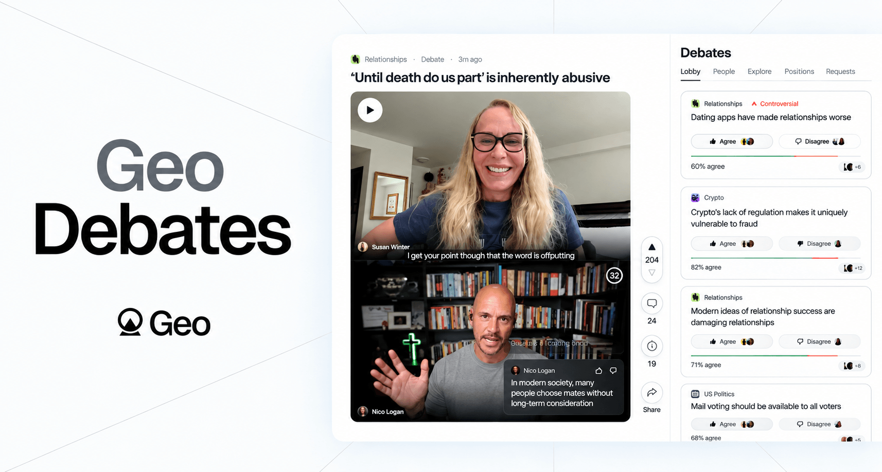 Geo Debates Launches TikTok-Style Video Debates Where the Crowd Votes on Who Won