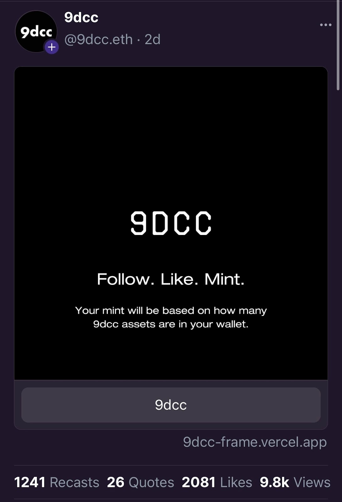 Mint Frame from 9DCC