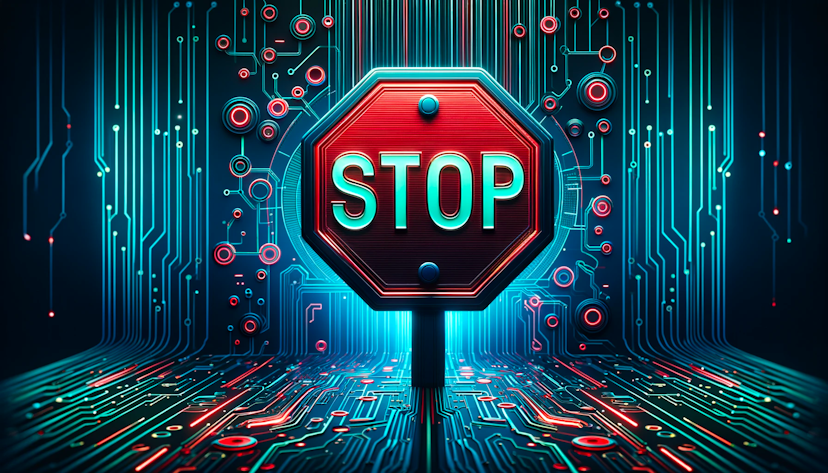 Stop sign with techie background