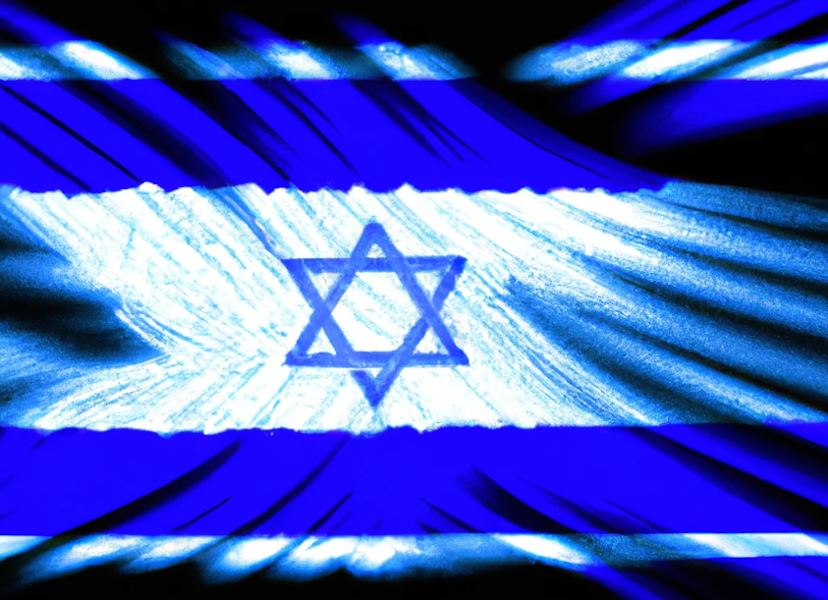 Image of israeli flag with neon colors