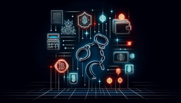 abstract symbols like handcuffs and digital wallets
