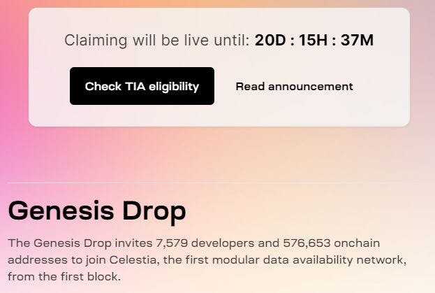TIA Airdrop Page