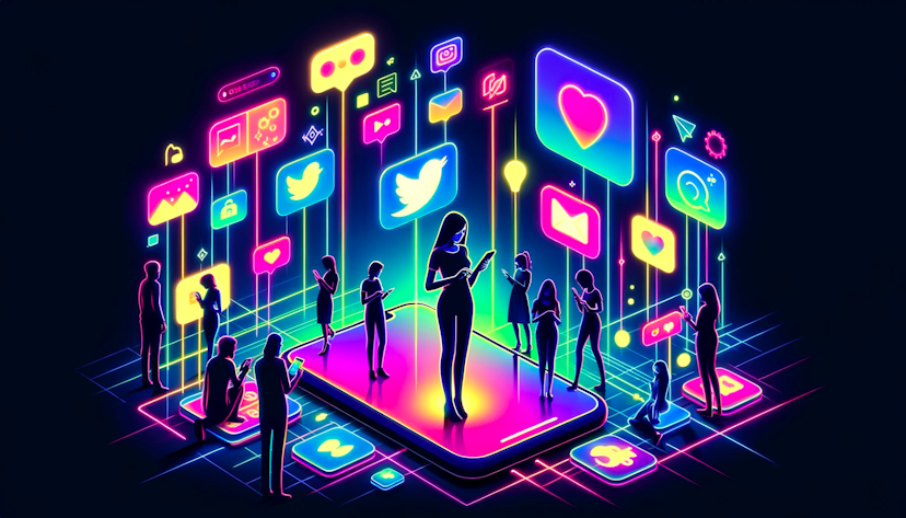 image depicting users interacting with social media apps