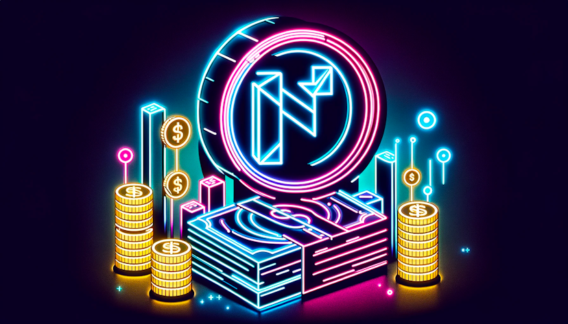 mage depicting the concept of NFT-backed loans, created in a minimalistic style with neon colors