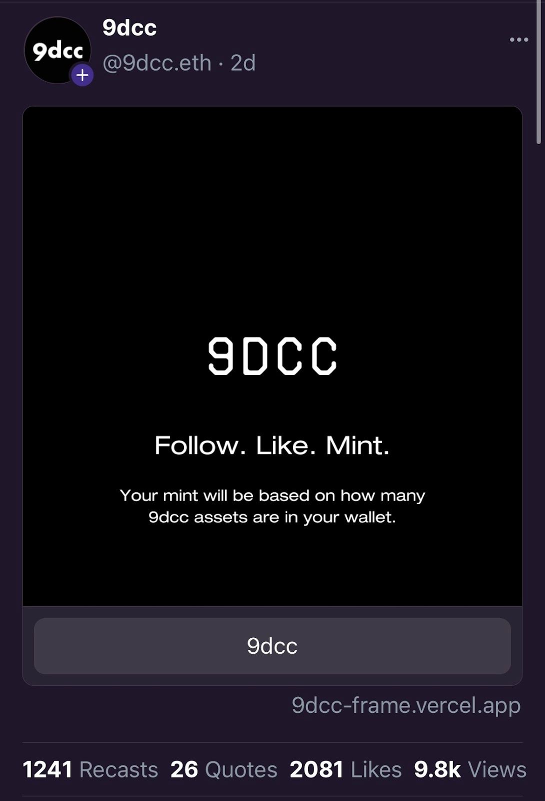 Mint Frame from 9DCC