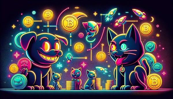 image of cartoon cat and dog in neon colors 
