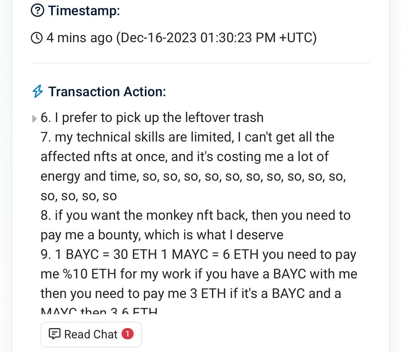 Message from the hacker
