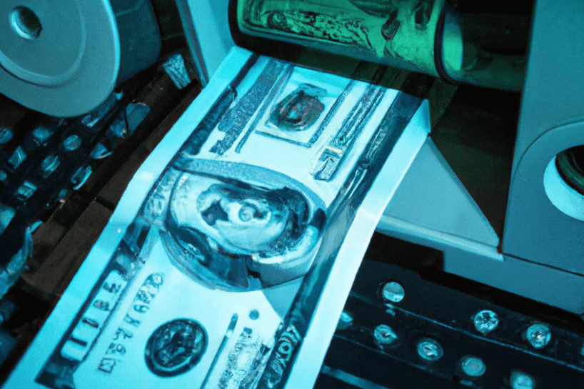 Printer printing a US dollar bill.