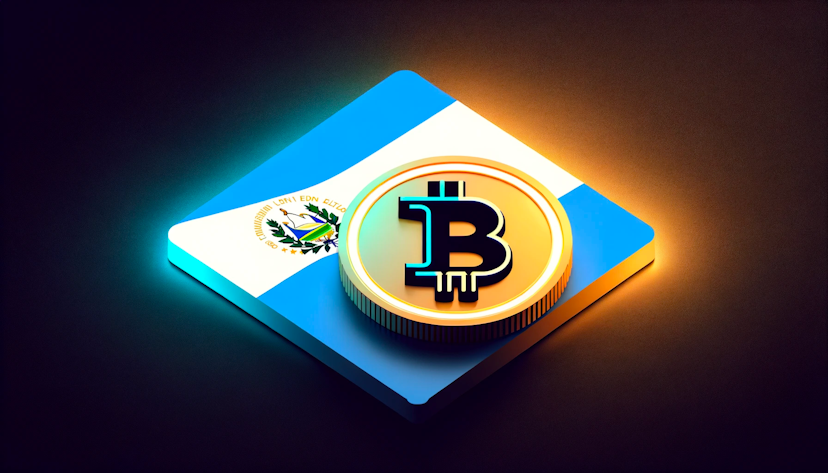 El Salvador Flag With a Bitcoin Coin on Top
