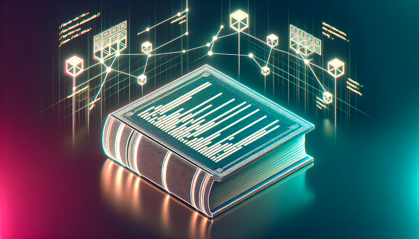Image of law book with blockchains on background.