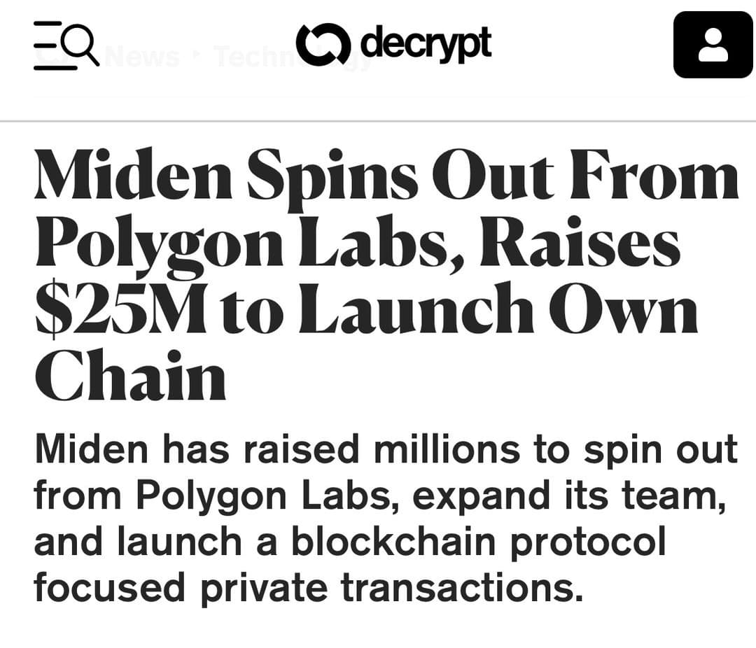 Miden Raises $25M for Privacy-Focused ZK-Rollup L2 Blockchain, Spun Out From Polygon Labs