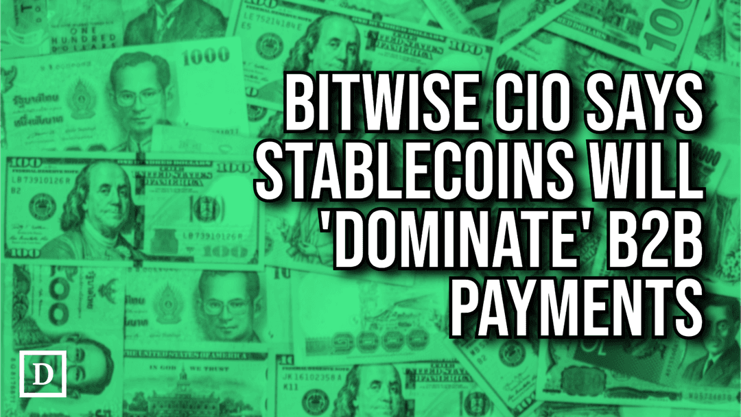 Bitwise CIO Says Stablecoins Will ‘Dominate’ $44T Cross-Border B2B Payments in Five Years