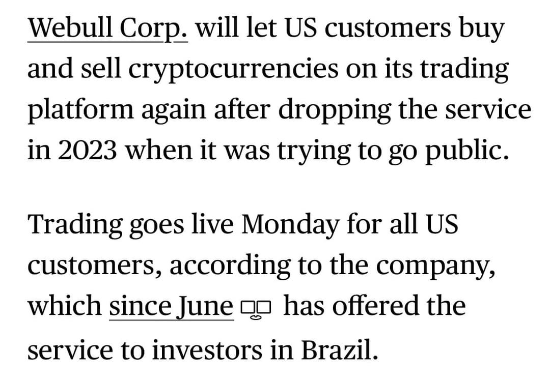 Webull Resumes Cryptocurrency Trading for U.S. Customers on August 25, Serving 24 Million Users with $7 Billion Valuation