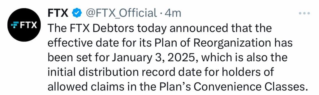 FTX Plans $16 Billion Bankruptcy Payouts via BitGo and Kraken, Starting January 3, 2025, Within 60 Days