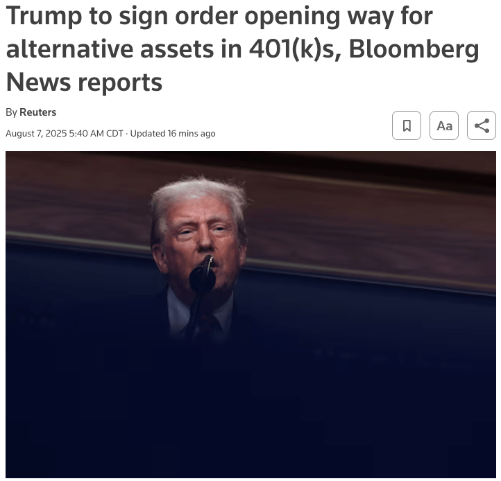Trump to Sign Executive Order to Open 401(k) Plans to Crypto