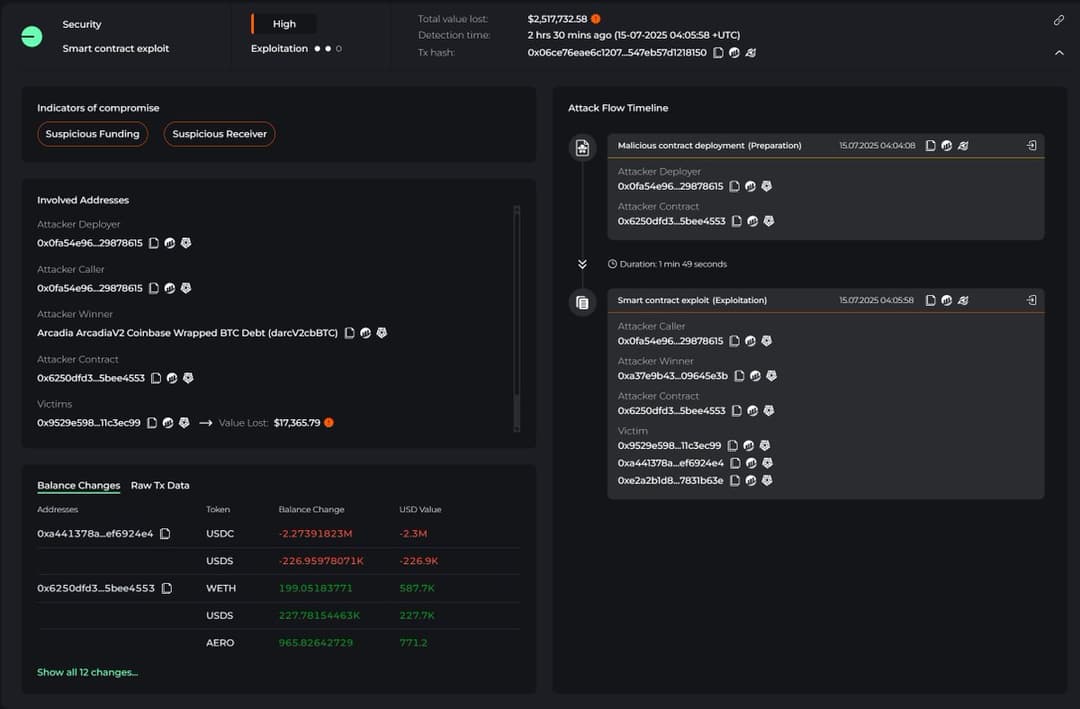 DeFi Platform Arcadia Hit by $3.5 Million Exploit on Base