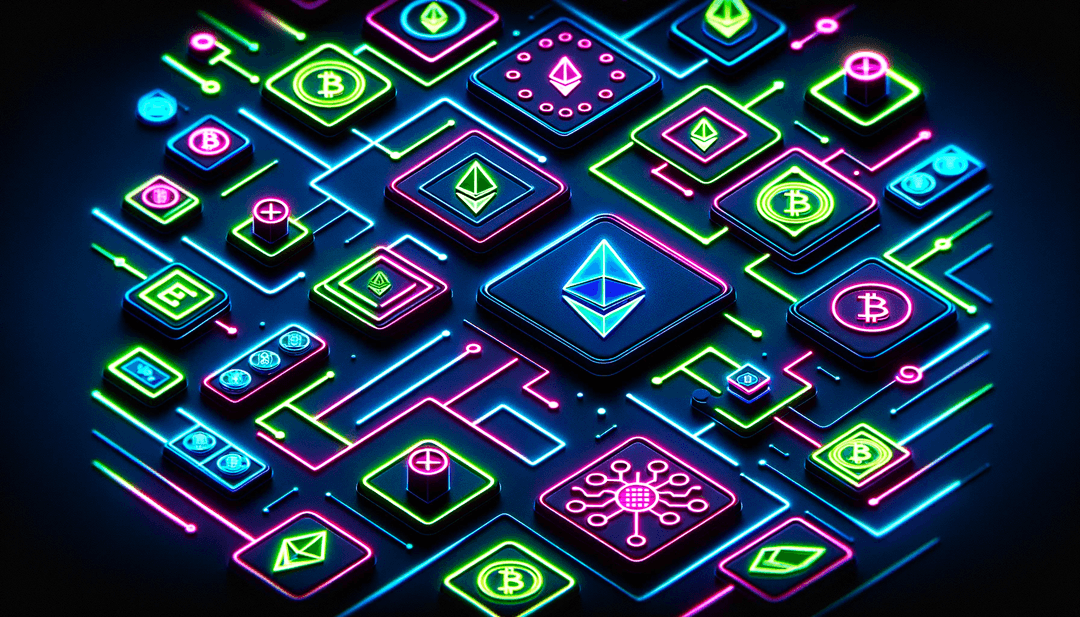 a highly simplified and stylized depiction of an Ethereum-based crowdfunding platform