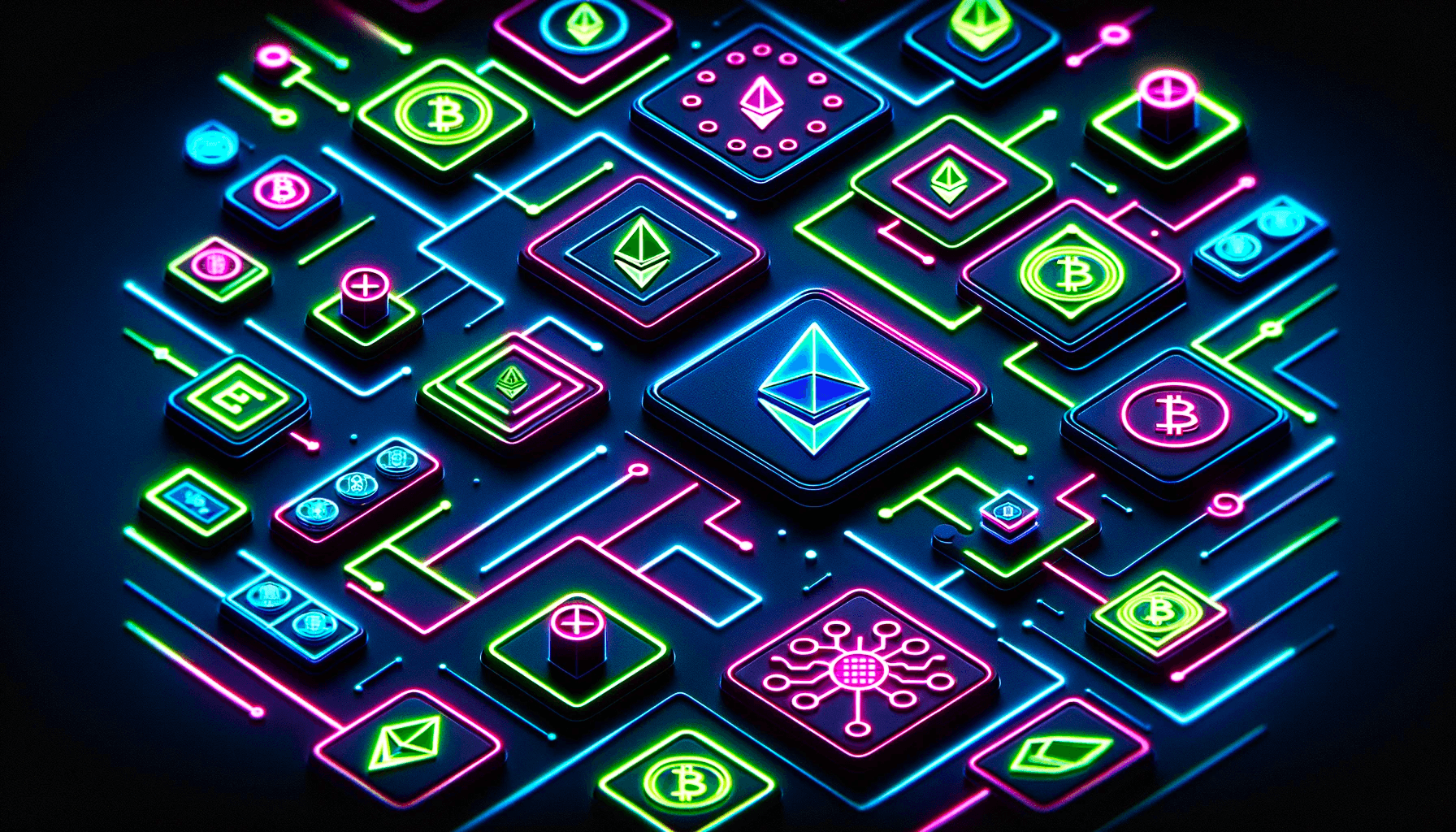 a highly simplified and stylized depiction of an Ethereum-based crowdfunding platform