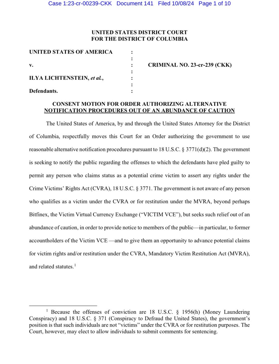 U.S. Declares Bitfinex Sole Victim in 2016 $7.4 Billion Bitcoin Hack Restitution