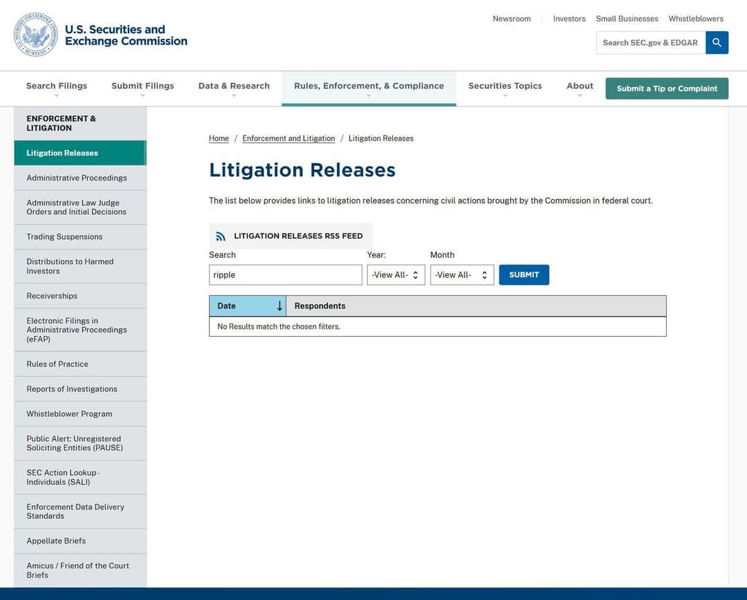 SEC Removes Civil Litigation Records Against Ripple, $XRP Boosted