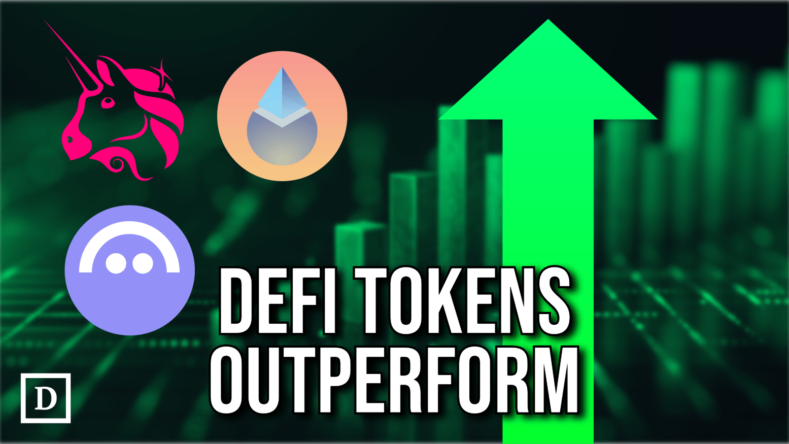 defi logos with green arrow