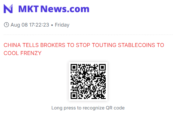 China Orders Brokers to Halt Stablecoin Promotion Amid Cooling Drive