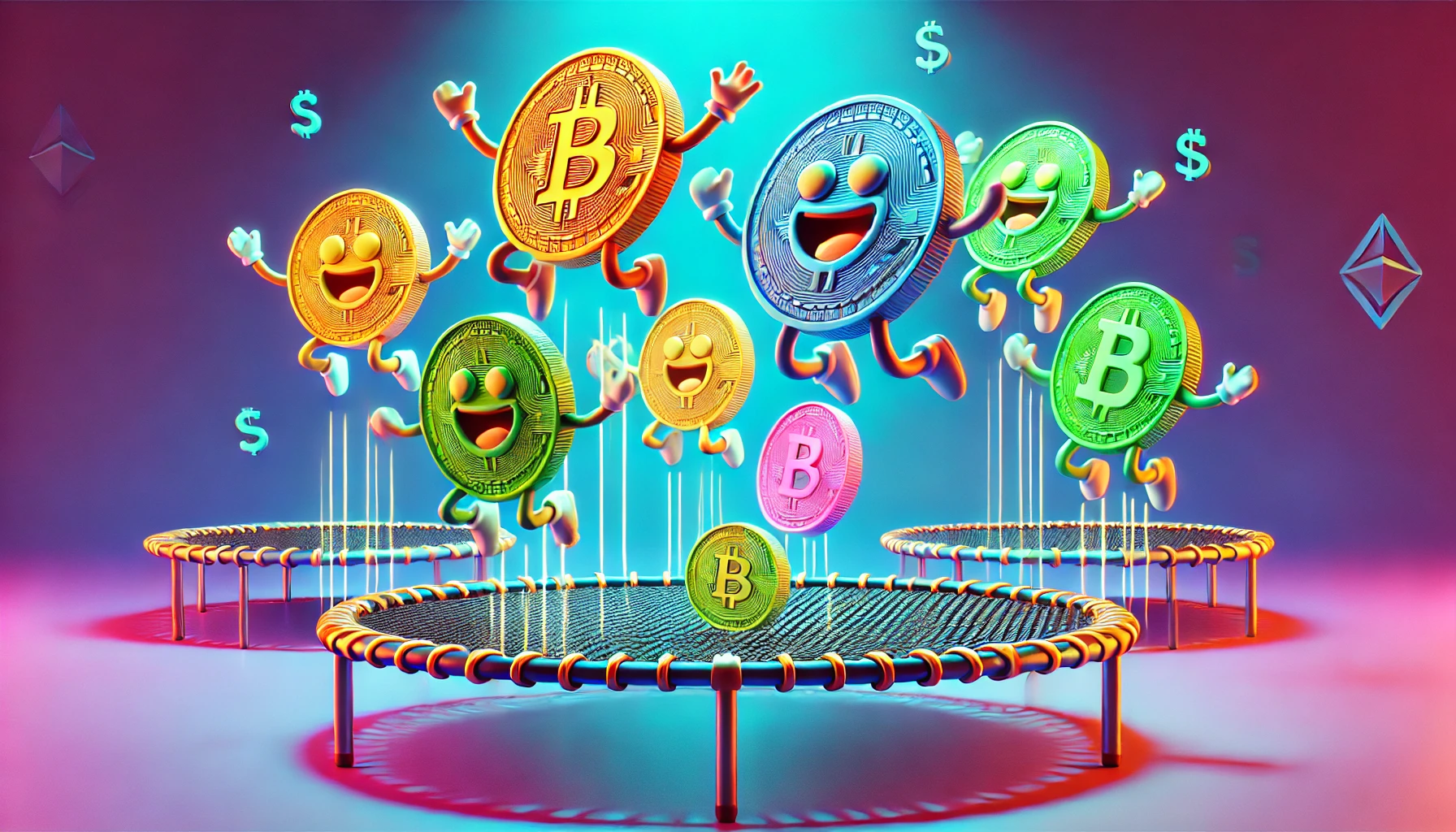 coins bouncing off a trampoline
