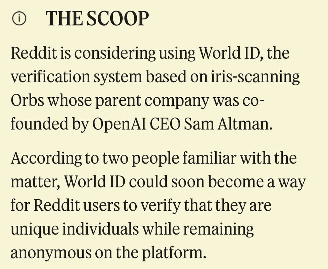 Reddit Weighs Sam Altman’s Iris-Scanning World ID for User Checks