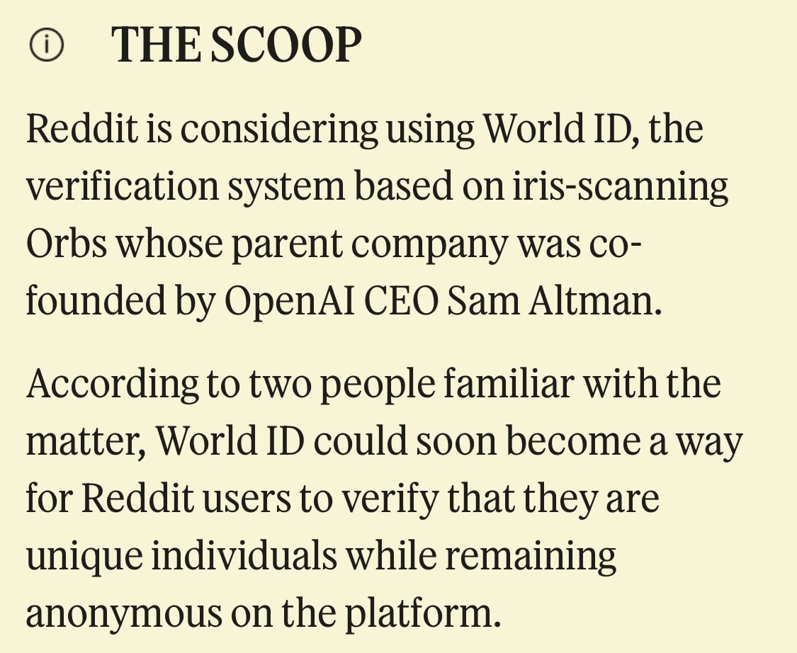 Reddit Weighs Sam Altman’s Iris-Scanning World ID for User Checks