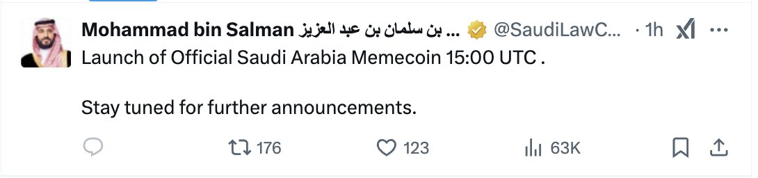 Hacked @SaudiLawConf Account Promotes Three Fraudulent Meme Coins, Impersonates Crown Prince Mohammad bin Salman